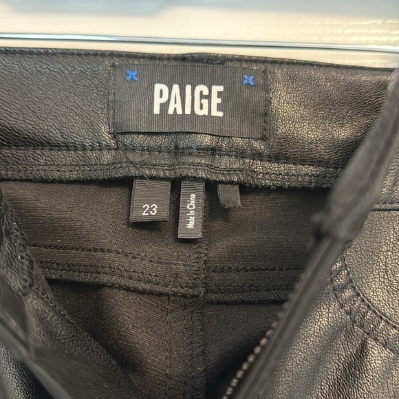 PAIGE size 23 black faux leather jeans - Picture 2 of 3